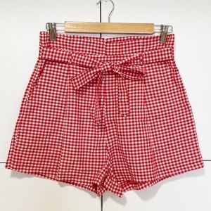NWT Windsor Red Checkered Bowknot High Waisted Shorts Size Medium